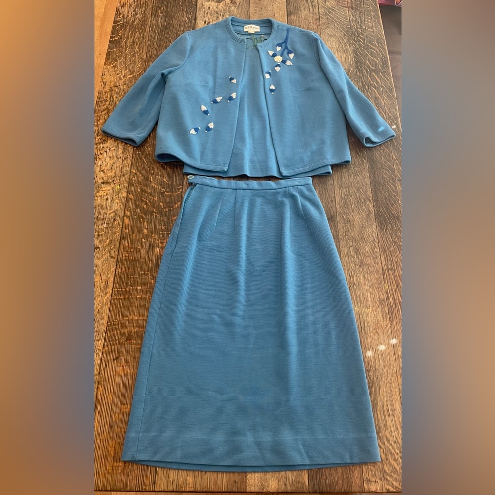 Vintage 60s butte knit 3 piece skirt set